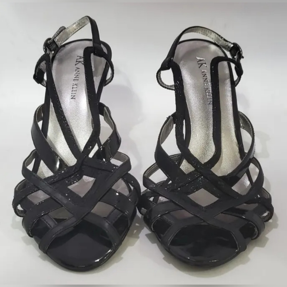 Women's Anne Klein Peep Toe Pump Heels Size 7.5M Black